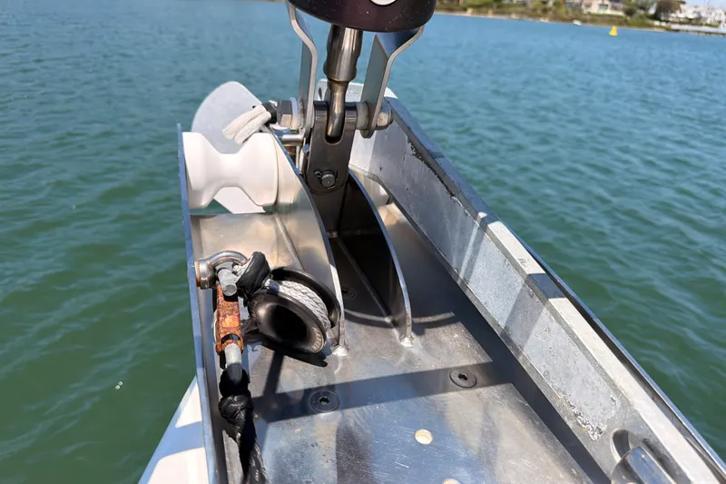 Slide: The Image of Bow of 2009 Jeanneau Sun Odyssey 45 DS sailboat with anchor mechanism. - 30