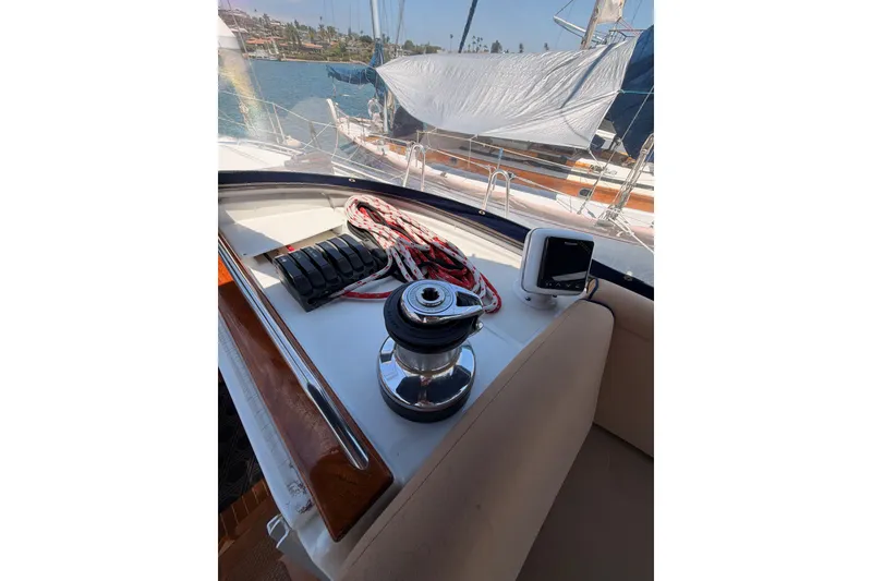 Slide: The Image of Jeanneau Sun Odyssey 45 DS cockpit with winch, ropes, and navigation equipment, 2009 model. - 40