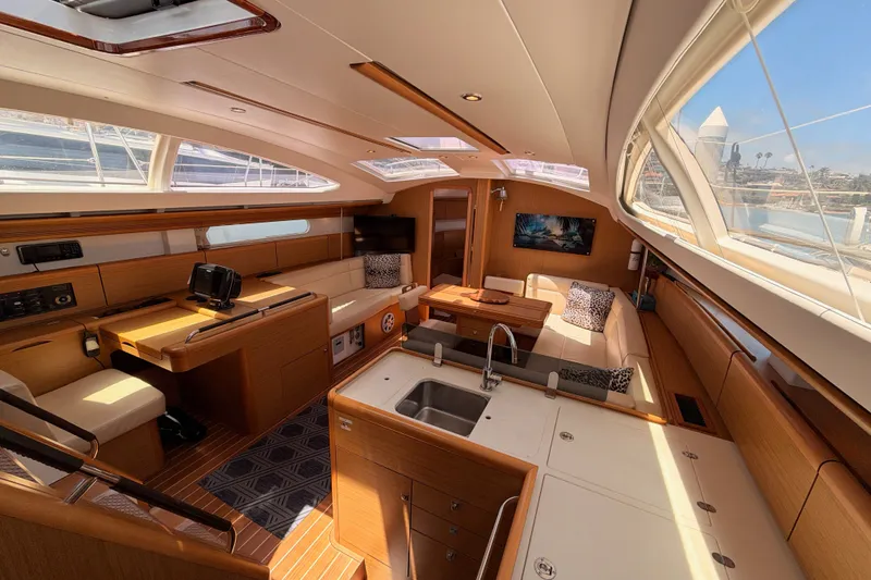 Slide: The Image of Luxurious interior of 2009 Jeanneau Sun Odyssey 45 DS yacht with elegant wood finish. - 59