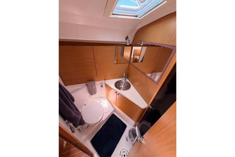 Slide: The Image of Bathroom interior of 2009 Jeanneau Sun Odyssey 45 DS yacht, featuring modern fixtures. - 70