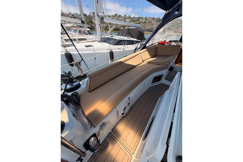 Slide: The Image of Luxurious seating area on 2009 Jeanneau Sun Odyssey 45 DS sailboat deck. - 24