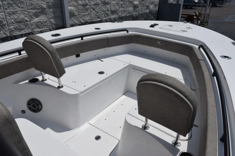 Slide: The Image of 2027 Sea Hunt Gamefish 25 boat interior with seating and storage compartments. - 11