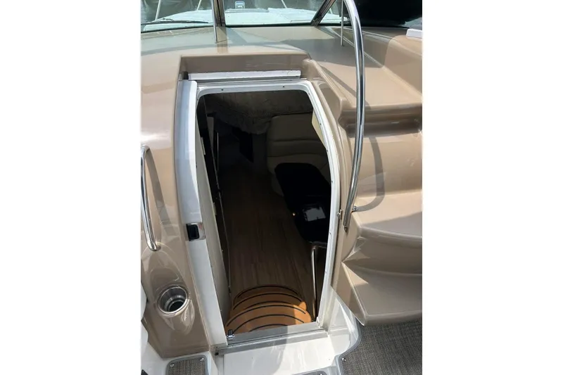 Slide: The Image of 2016 Formula 31 Performance Cruiser cabin entrance with steps and interior view. - 17