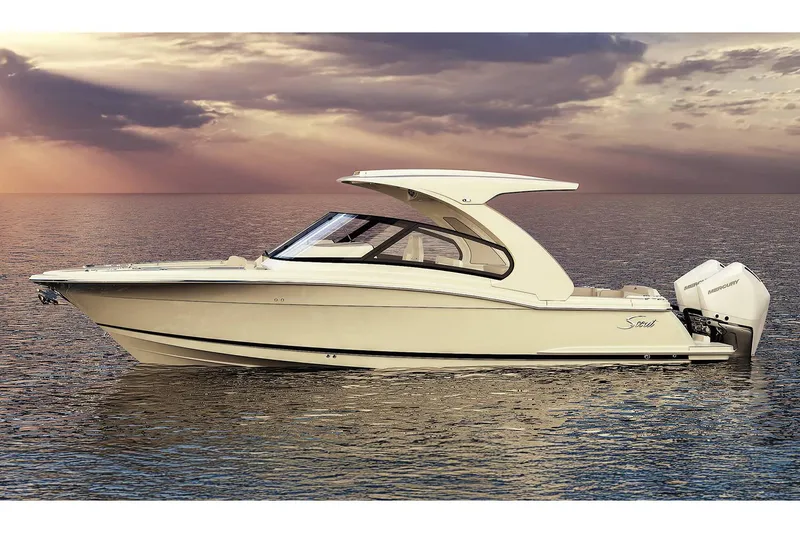 The Image of Manufacturer Provided Image: 2026 Scout 288 Dorado boat on calm water at sunset. - 0