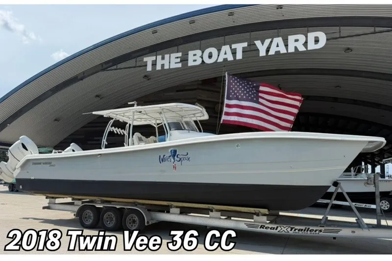The Image of 2018 Twin Vee 36 Center Console boat on trailer at The Boat Yard. - 1