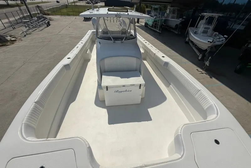 Slide: The Image of 2018 Twin Vee 36 Center Console boat with spacious deck and seating area. - 33