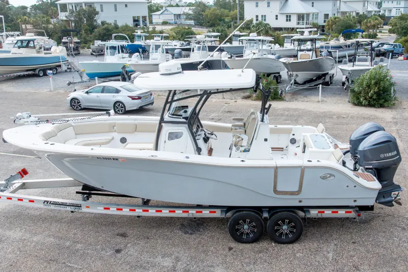 Slide: The Image of 2016 Sea Fox 288 Commander boat on trailer, parked in marina lot. - 3