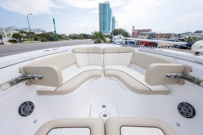 Slide: The Image of Interior view of 2016 Sea Fox 288 Commander boat with beige seating. - 42