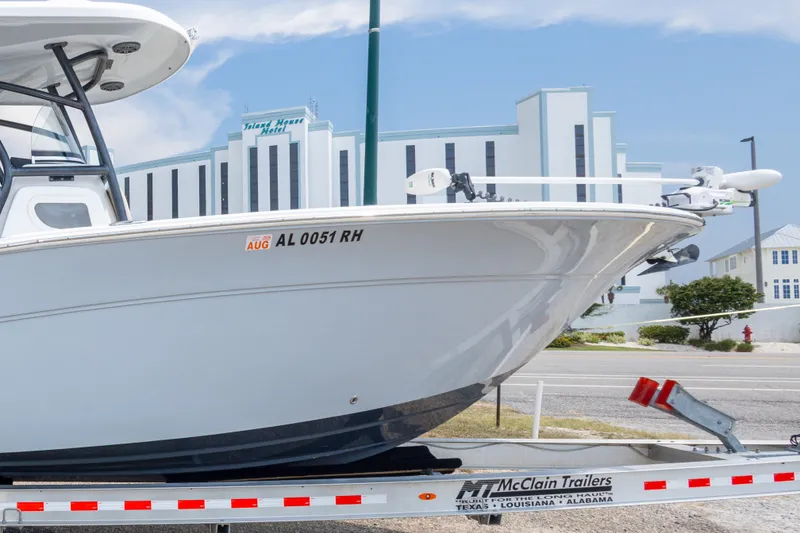 Slide: The Image of 2016 Sea Fox 288 Commander boat on trailer, parked near Island House Hotel. - 60