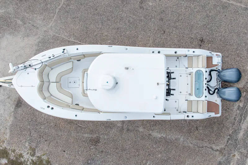 Slide: The Image of Overhead view of 2016 Sea Fox 288 Commander boat with dual engines and spacious seating. - 6