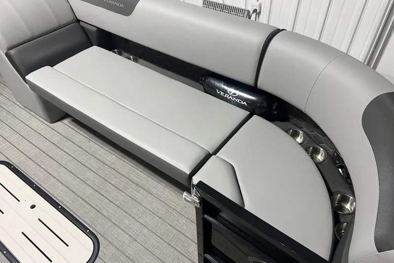 Slide: The Image of Luxurious seating on 2026 Veranda VR 265 VL boat with sleek gray upholstery. - 3