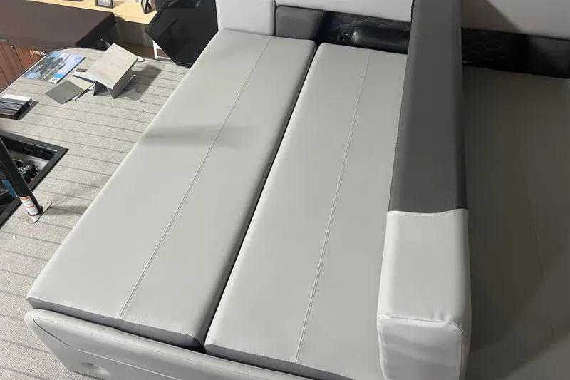 Slide: The Image of 2026 Veranda VR 265 VL boat interior with sleek, modern seating design. - 10