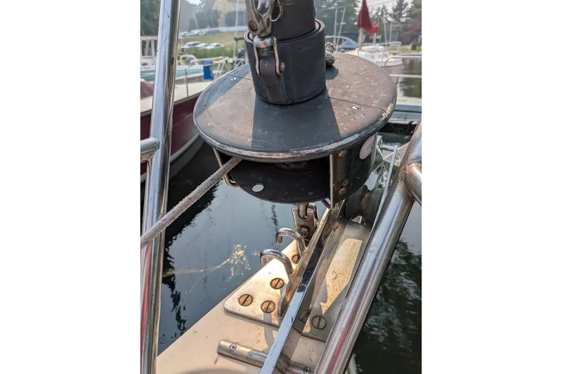 Slide: The Image of Close-up of Ericson 38-200 sailboat rigging, 1988 model, docked at marina. - 24