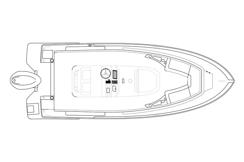 Slide: The Image of Manufacturer Provided Image: Top view schematic of a 2020 Scout 235 XSF boat layout. - 37