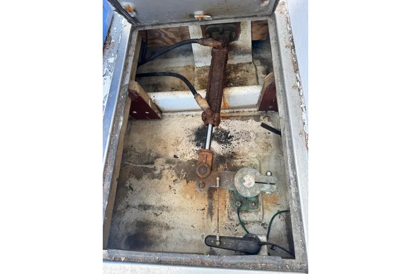 Slide: The Image of Rusty mechanical compartment of a 2007 Northern Bay 36 boat. - 42