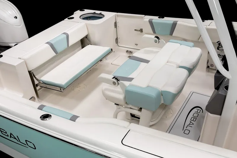 Slide: The Image of Manufacturer Provided Image: 2025 Robalo R250 Center Console boat interior with seating and storage. - 6