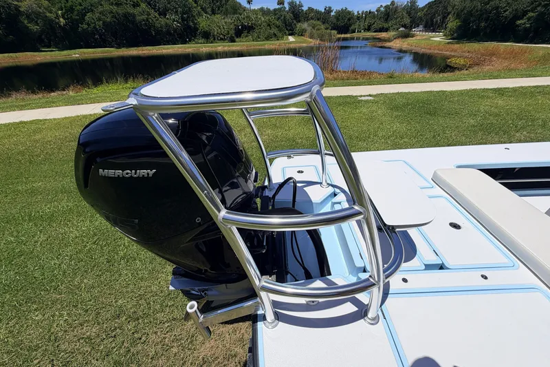 Slide: The Image of 2021 Chittum Skiffs Islamorada 21 with Mercury engine, near scenic waterway. - 83