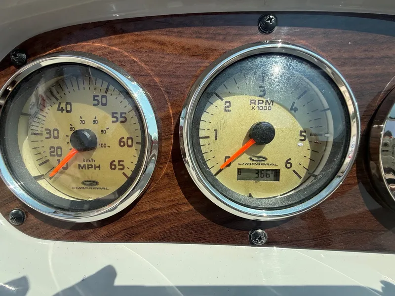 Slide: The Image of Close-up of speedometer and tachometer on a Chaparral 190 SSi boat. - 15