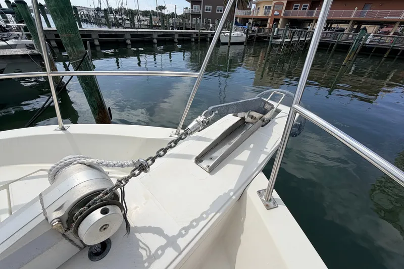 Slide: The Image of Bow of a 2005 North Pacific 42 boat with anchor and winch system. - 52