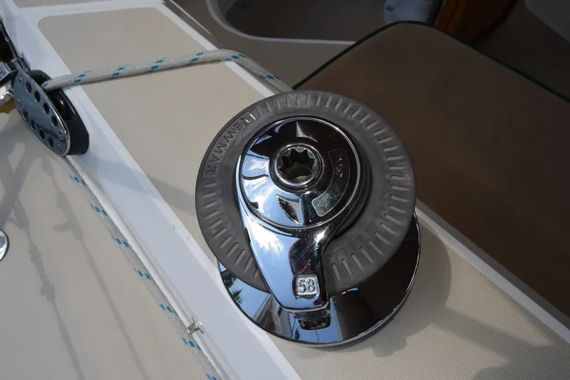 Slide: The Image of Close-up of a Lewmar winch on a 2002 Sabre 402 sailboat deck. - 67