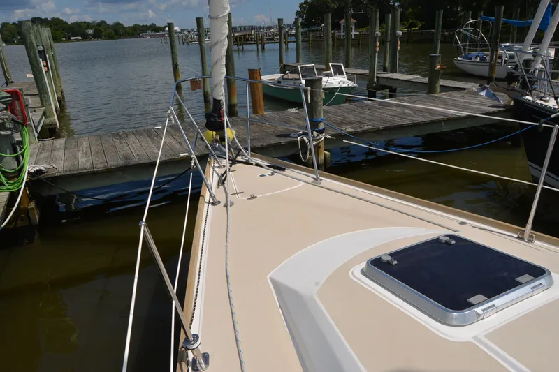 Slide: The Image of Sailboat docked at marina, Sabre 402, 2002 model, sunny day, calm waters. - 25