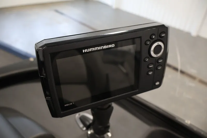 Slide: The Image of Humminbird Helix 5 fish finder on 2025 Princecraft Holiday 162 WS MAX boat. - 23
