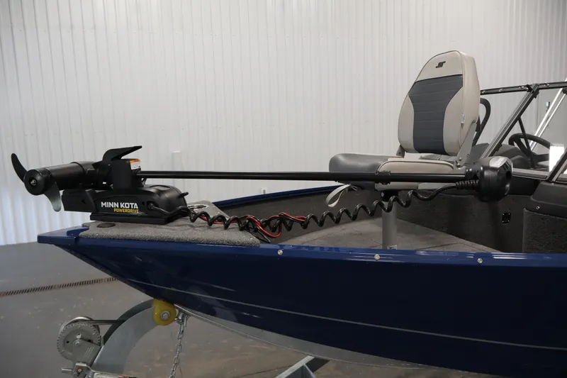 Slide: The Image of 2025 Princecraft Holiday 162 WS MAX boat with Minn Kota PowerDrive trolling motor. - 11