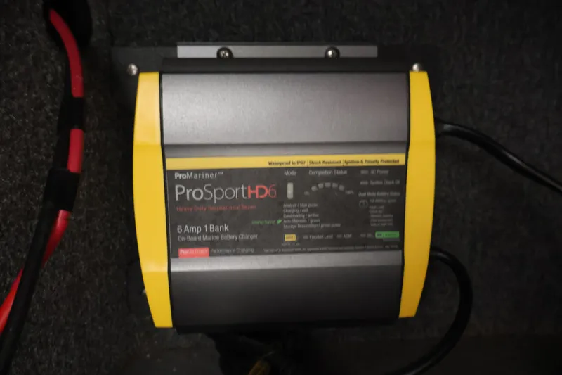 Slide: The Image of ProMariner ProSport HD6 marine battery charger in a 2025 Princecraft Holiday 162 WS MAX boat. - 28