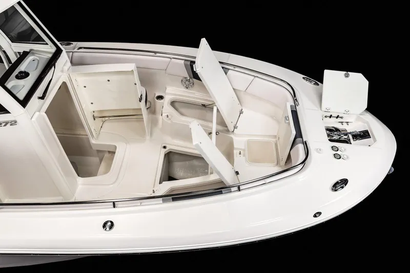 Slide: The Image of Manufacturer Provided Image: 2023 Robalo R272 Center Console boat with open storage compartments. - 53