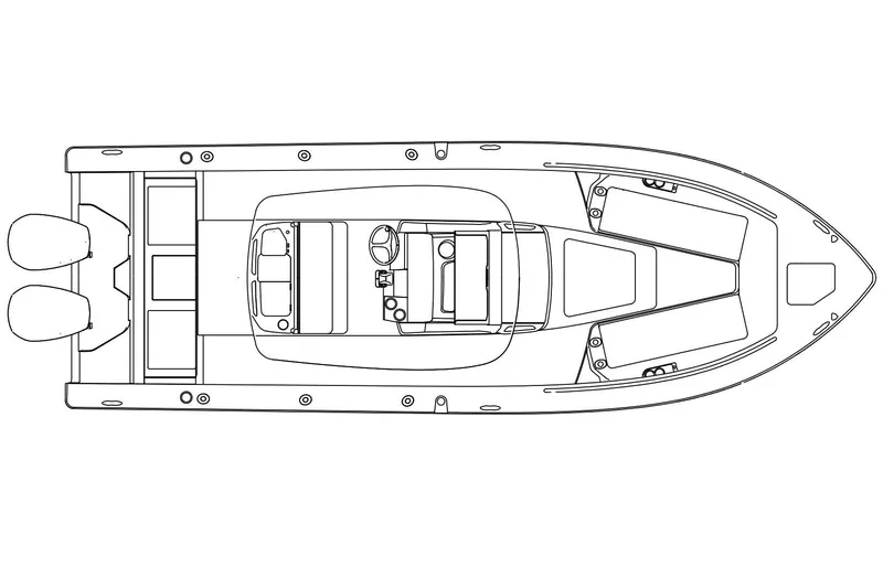 Slide: The Image of Manufacturer Provided Image: Top view schematic of a 2018 Everglades 273 Center Console boat. - 19