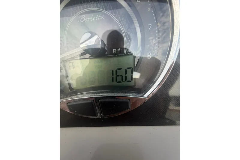 Slide: The Image of Close-up of 2024 Barletta A22UC speedometer displaying 16.0 RPM. - 21