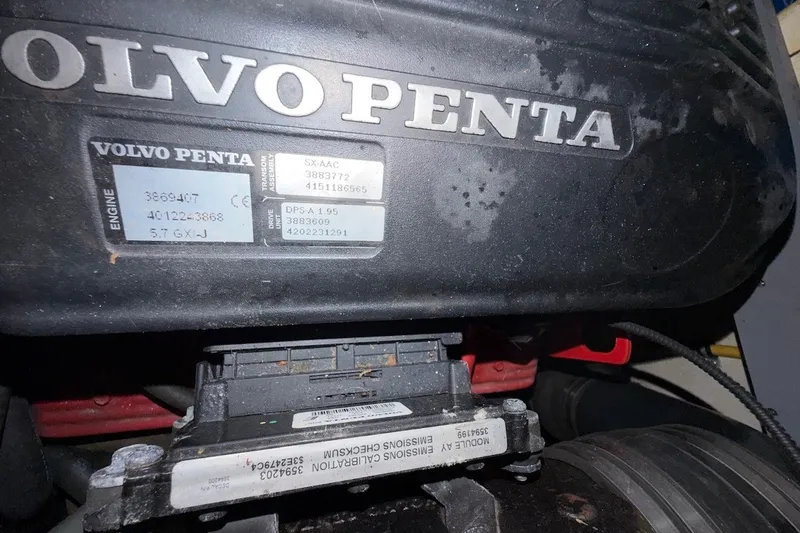 Slide: The Image of Volvo Penta engine in a 2008 Monterey 330 Sport Yacht, showcasing model details. - 42