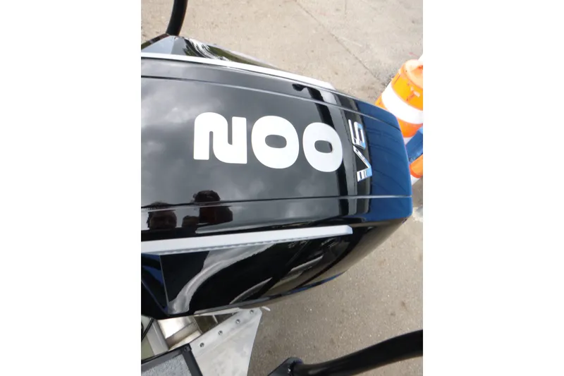 Slide: The Image of Outboard motor on Premier 230 Sunsation RS - CL, 2027 model, with reflective surface. - 18