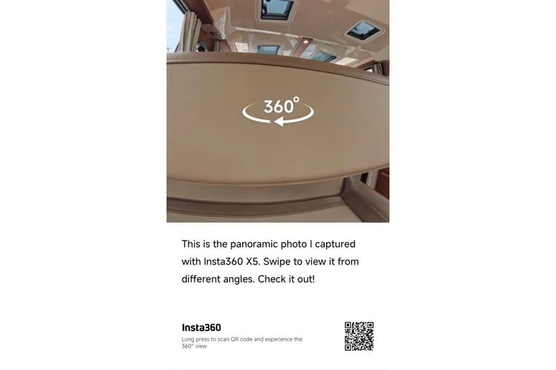 Slide: The Image of Panoramic interior view of 2025 Ranger Tugs R-25, captured with Insta360 X5 camera. - 7