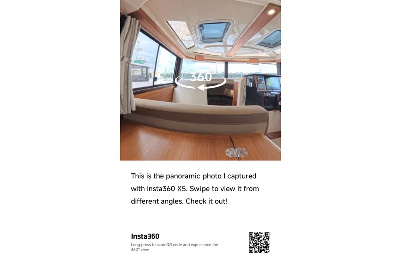 Slide: The Image of Interior of 2025 Ranger Tugs R-25 boat, panoramic view with Insta360 X5 camera. - 11