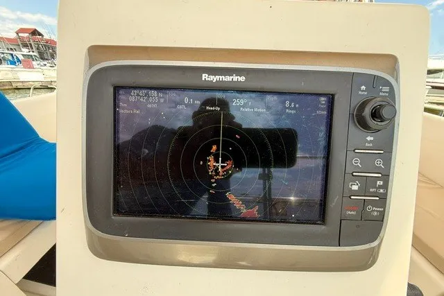 Slide: The Image of Raymarine navigation display on a 2005 Catalina 400 sailboat. - 31