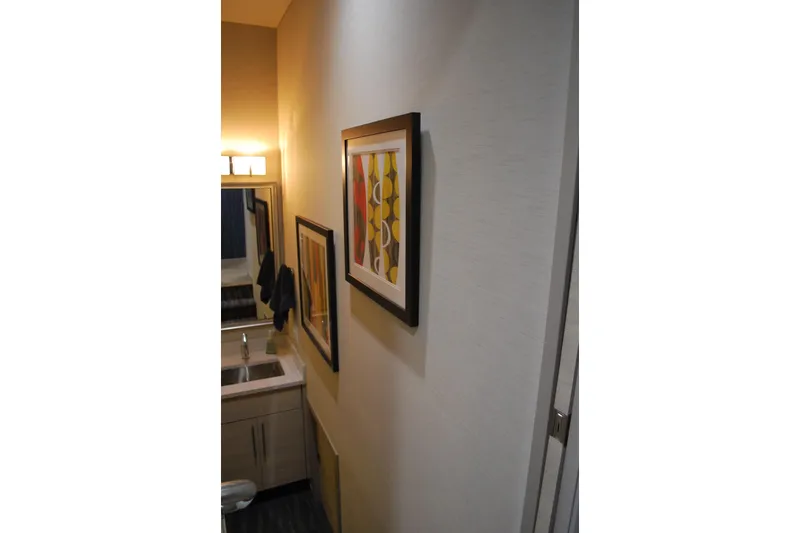 Slide: The Image of Modern bathroom with abstract art, mirror, and sink on Adonia Azul Trip #1, 2017. - 15