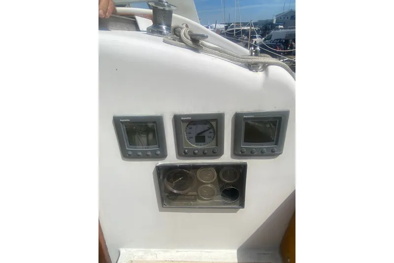 Slide: The Image of Control panel of a 1982 Bristol 40 sailboat with navigation instruments. - 19