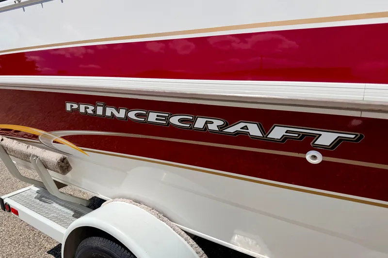 Slide: The Image of 2005 Princecraft Vacanza 210V O/B boat with red and white exterior detailing. - 8