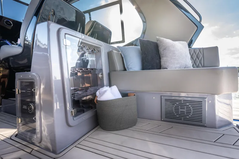 Slide: The Image of Luxurious interior of 2026 Hanover 347 yacht with plush seating and modern amenities. - 23
