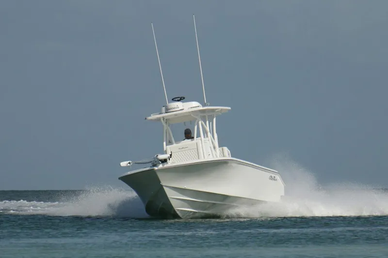The Image of Manufacturer Provided Image: 2025 SeaHunter 28 Floridian boat cruising on open water. - 0