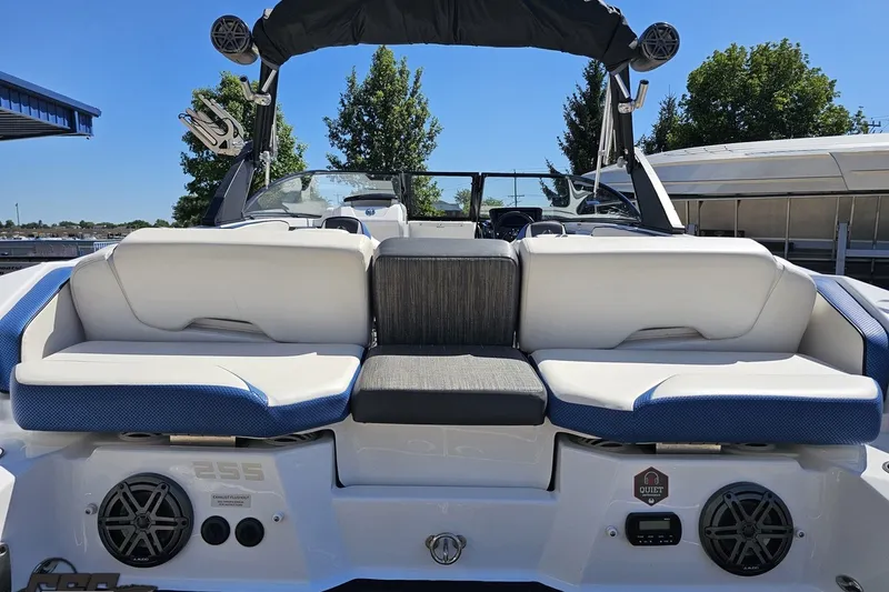 Slide: The Image of 2022 Scarab 255 Wake ID boat with spacious seating and modern design. - 34