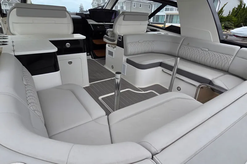 Slide: The Image of Luxurious interior of 2023 Sea Ray Sundancer 370 Outboard with elegant seating and modern design. - 3