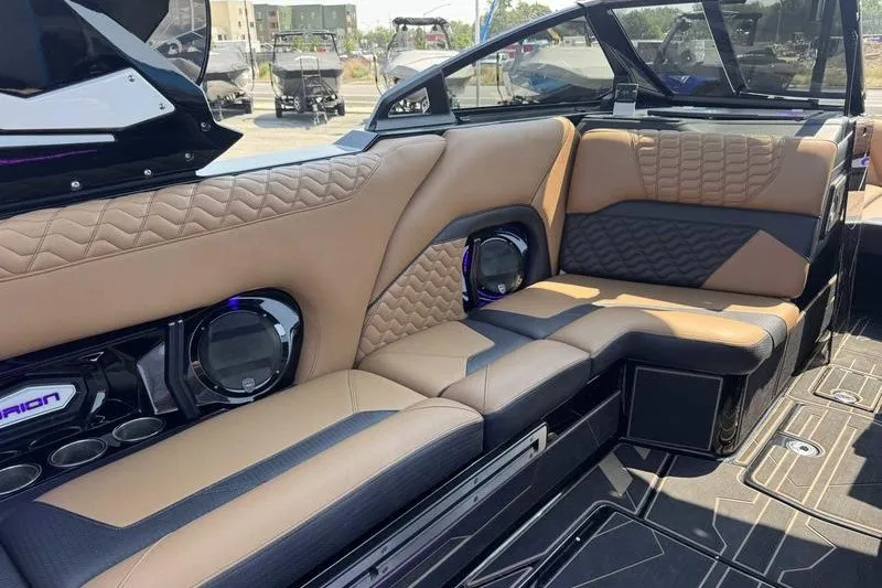 Slide: The Image of Luxurious interior of 2025 Centurion Ri245 boat with quilted leather seating and modern design. - 4