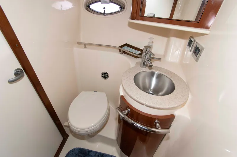 Slide: The Image of Luxurious bathroom in 2009 Sea Ray Sundancer 400 yacht with modern fixtures. - 17