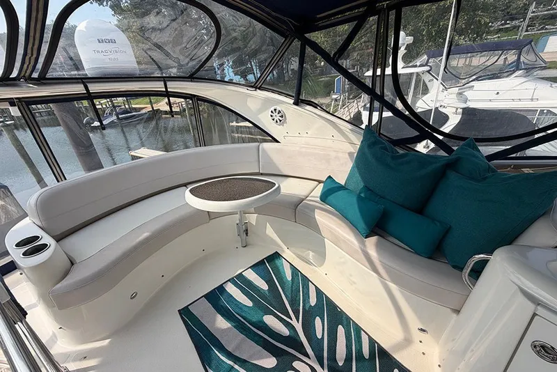 Slide: The Image of Luxurious 2009 Meridian 391 Sedan yacht interior with plush seating and stylish decor. - 41