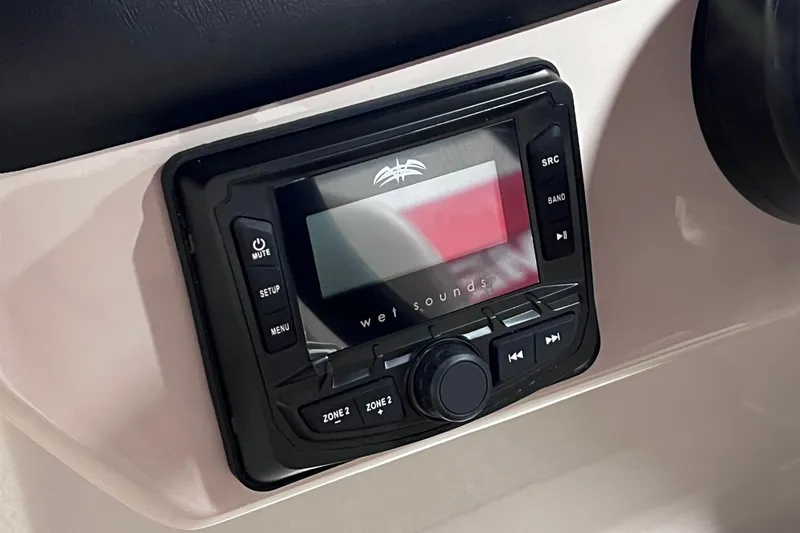 Slide: The Image of Wet Sounds audio system in 2026 Harris Cruiser 250 boat dashboard. - 19