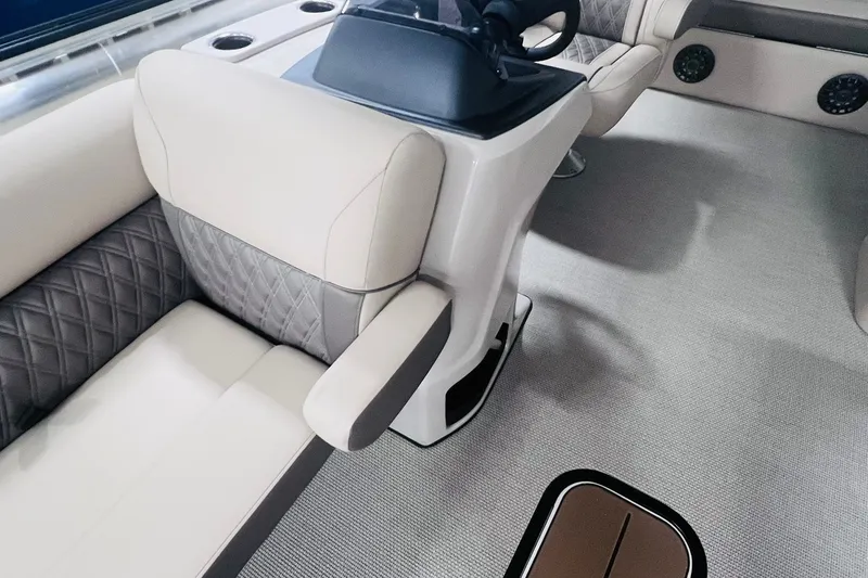 Slide: The Image of Luxurious interior of 2026 Harris Cruiser 250 boat with plush seating and modern design. - 33