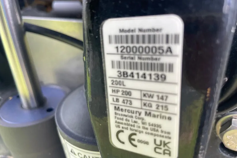 Slide: The Image of Label on Mercury Marine engine, model 12000005A, serial 3B414139, for Premier SOLARIS 230 RL PTX. - 15