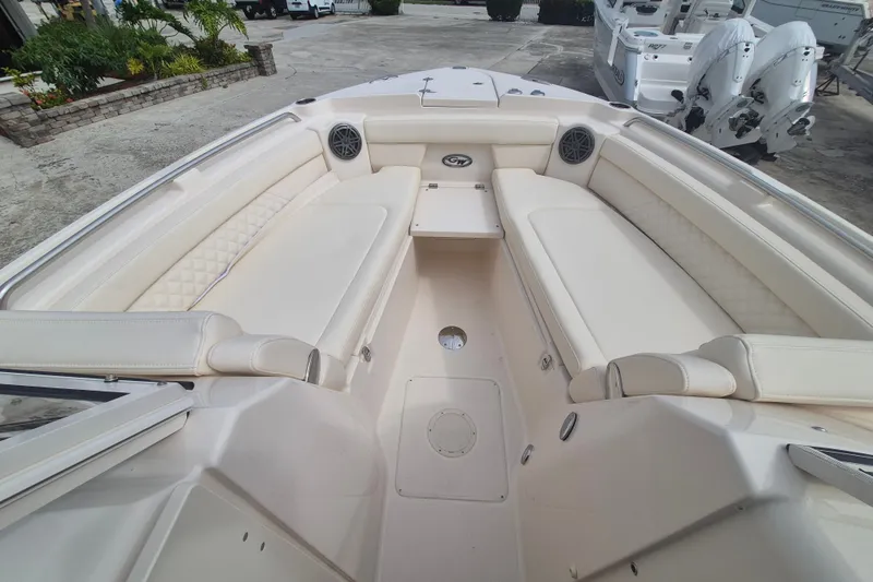 Slide: The Image of 2027 Grady-White Freedom 285 boat interior with spacious seating and modern design. - 7
